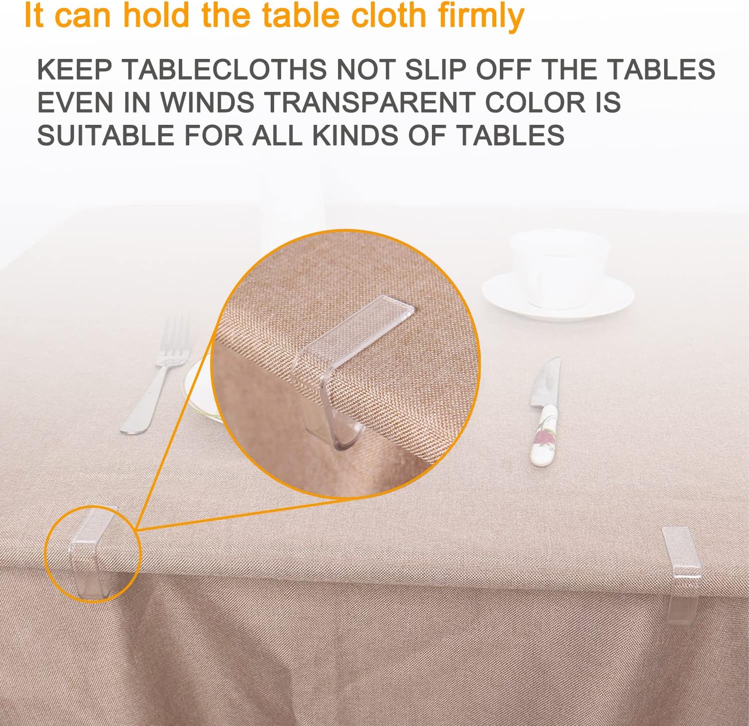 48 Pieces Transparent Clear Tablecloth Clips, Plastic Table Cloth Clips,Windproof Table Cover Holder Clamps,Table Cloth Holder for Christmas Home Wedding Party Indoor Outdoor Camping Picnic (Small)
